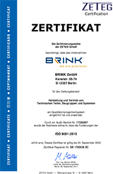 BRINK GmbH Zertifikat PDF